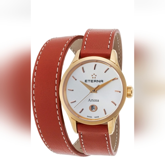 Eterna 2530-56-11-1346-Org Women's Artena Orange Genuine Leather Watch - Picture 2 of 3